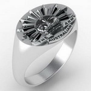 Australian Army Rising Sun Ring Oxidized Silver