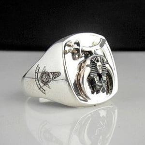 Shriner Bespoke Oxidized Emblem Masonic Ring