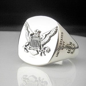 United States Navy Eagle Bespoke Sterling Silver Ring