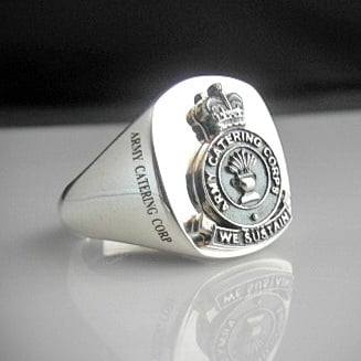 Army Catering Corp Oxidized Emblem Bespoke Sterling Silver Ring