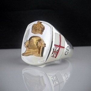 Royal Navy Bespoke Clearance Divers Ring Gold Plated Emblem