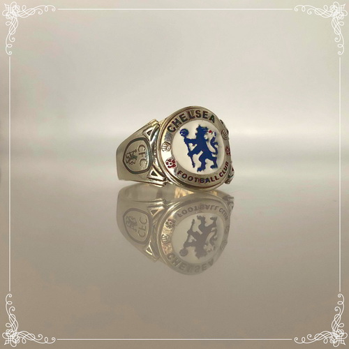Chelsea FC offizieller FuÃŸball Wappen Ring mit Farbstreifen 