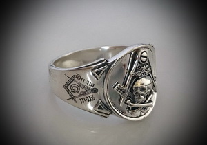 Freemasons Hiram Abiff Masonic Ring in Sterling Silver